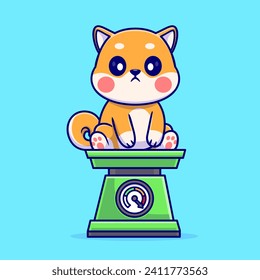 Cute Shiba Inu Dog on Weight Scales Cartoon Vector Icon
Illustration. Animal Object Icon Concept Isolated Premium
Vector. Flat Cartoon Style