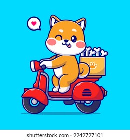 Ilustración Del Icono Del Vector De Caricatura De La Cinta De Shiba Inu. Icono de transporte animal Concepto Vector Premium aislado. Estilo de dibujo plano