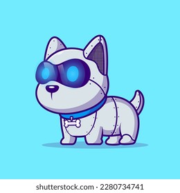 Cute Shiba Inu Dog Robot Cartoon Vector Icon Illustration. Animal Technology Icon Concept Isolated Premium Vector. Flat Cartoon Style