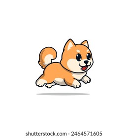 Lindo perro Shiba Inu corriendo dibujos animados