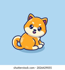 Cute shiba inu dog sitting cartoon design