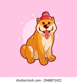 cute shiba inu dog sitting sticker vector illustration