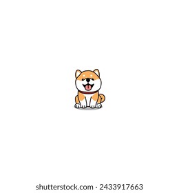 Cute shiba inu dog sitting cartoon, vector illustration