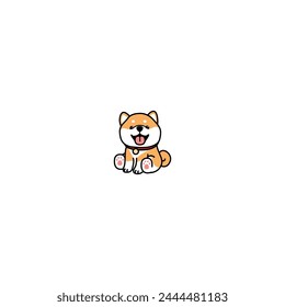 Cute shiba inu dog sitting cartoon, vector illustration