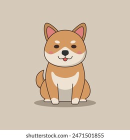 lindo shiba inu perro sentado pose de dibujos animados personaje Ilustración vectorial diseño de Plantilla