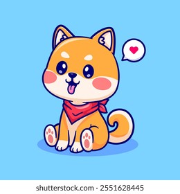 Cute Shiba Inu Dog Sitting Cartoon Vector Icon Illustration. 
Animal Nature Icon Concept Isolated Premium Vector. Flat 
Cartoon Style