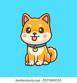 Cute Shiba Inu Dog Sitting Cartoon Vector Icon Illustration. 
Animal Nature Icon Concept Isolated Premium Vector. Flat 
Cartoon Style 