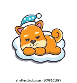 Cute shiba inu dog sleep. Cute cartoon animal illustration. Cute cartoon animal illustration.