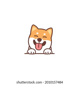 Cute shiba inu dog smiling cartoon, vector illustration