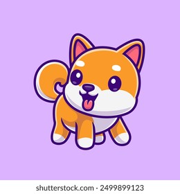 Nette Shiba Inu Hund stehend Cartoon-Vektorsymbol-Illustration. 
Tier Natur Icon Konzept isolierte Premium-Vektor. Flach 
Cartoon-Stil