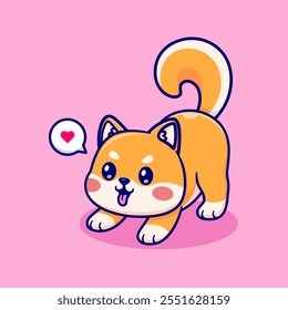 Cute Shiba Inu Dog Stretching Cartoon Vector Icon Illustration. 
Animal Nature Icon Concept Isolated Premium Vector. Flat 
Cartoon Style