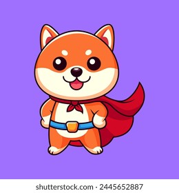 Cute shiba inu dog super hero cartoon vector icon illustration