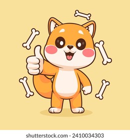 Cute Shiba Inu Dog Thumbs Up With Bone Cartoon Vector Icon
Illustration. Animal Nature Icon Concept Isolated Premium
Vector. Flat Cartoon Style