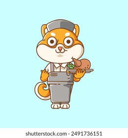 Lindo shiba inu perro mozo animal kawaii chibi personaje mascota ilustración contorno estilo diseño conjunto