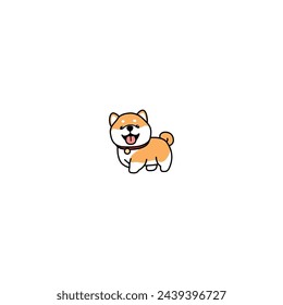 Cute shiba inu dog waking cartoon, vector illustration