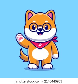 Icono del vector de dibujos animados de la mano del perro de chiba inu Ilustración Icono de naturaleza animal Concepto Vector premium aislado. Estilo de dibujo plano