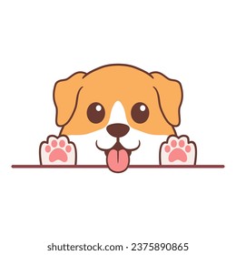 Cute shiba inu dog waving paw cartoon vector illustration