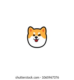 cute shiba inu dog winking icon, vector illustration