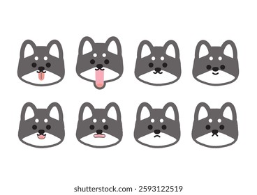 Cute Shiba Inu Expression Illustration Set