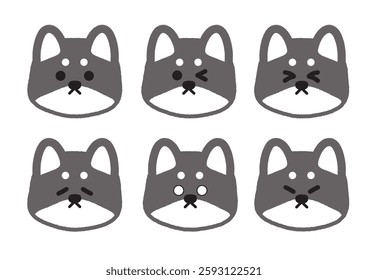 Cute Shiba Inu Expression Illustration Set