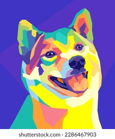 cute shiba inu face pop art style