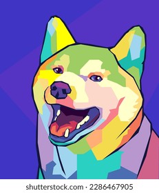 cute shiba inu face pop art style