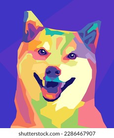 cute shiba inu face pop art style