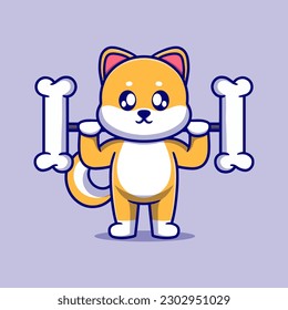 Ilustración del icono del vector de dibujos animados de Shiba Inu. Concepto de icono de la naturaleza animal Vector Premium aislado. Estilo de dibujo plano