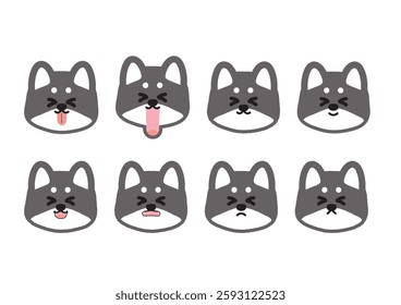 Cute Shiba Inu Happy Expression Illustration Set