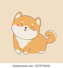 Ilustración de shiba u. Diseño de Kawaii shiba.