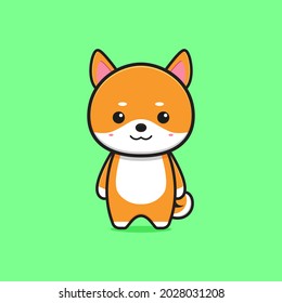Cute shiba inu mascot character cartoon icon illustration. Design isolated flat cartoon style