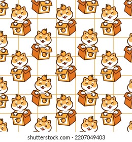 Cute shiba inu and orange fruit seamless pattern background Vector Image