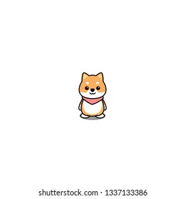 Cute shiba inu puppy cartoon icon, vector illustration