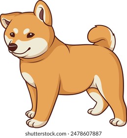 Ilustración vectorial de cachorro shiba inu lindo