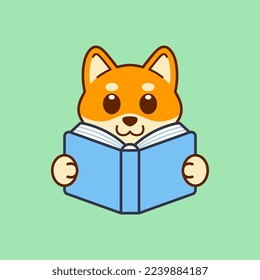 Cute Shiba Inu leyendo libro