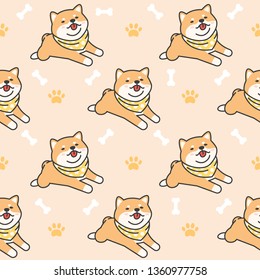 Cute shiba inu Seamless Pattern Background