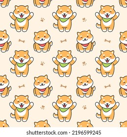 Cute shiba inu seamless pattern background Vector Image