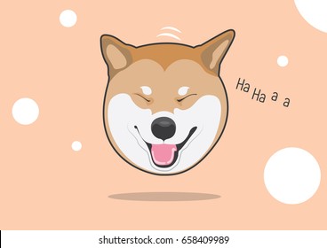 Cute Shiba Inu Smile Laugh Vector