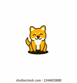 Cute shiba inu smiling, vector illustration