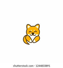 Cute shiba inu smiling, vector illustration