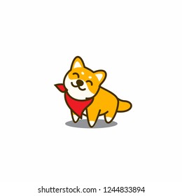 Cute shiba inu smiling, vector illustration