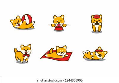 Cute shiba inu smiling, vector illustration