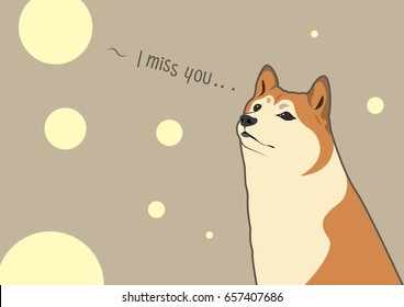 Cute Shiba Inu Thinking about Someone