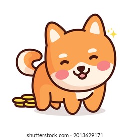 cute shiba inu vector design with doge coi