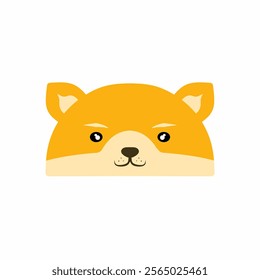 cute shiba inu vector design, draw cartoon shiba ini face, draw simple shiba inu face full color