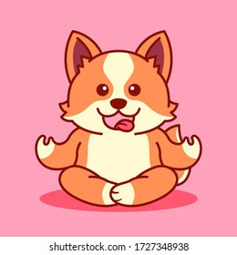 Cute Shiba Inu Yoga Mascot Design For Illustration