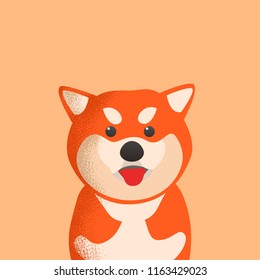 Cute Shiba-Inu Japanese Dog Potrait Cartoon Vector
