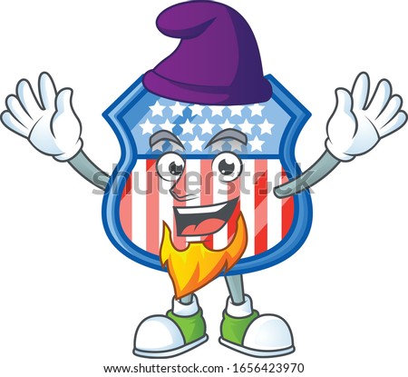 Cute shield badges USA mascot icon performed as an Elf on the stage