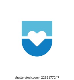 Cute shield with heart logo icon design vector
