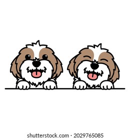 Cute shih tzu dog cartoon, vector illustration svg